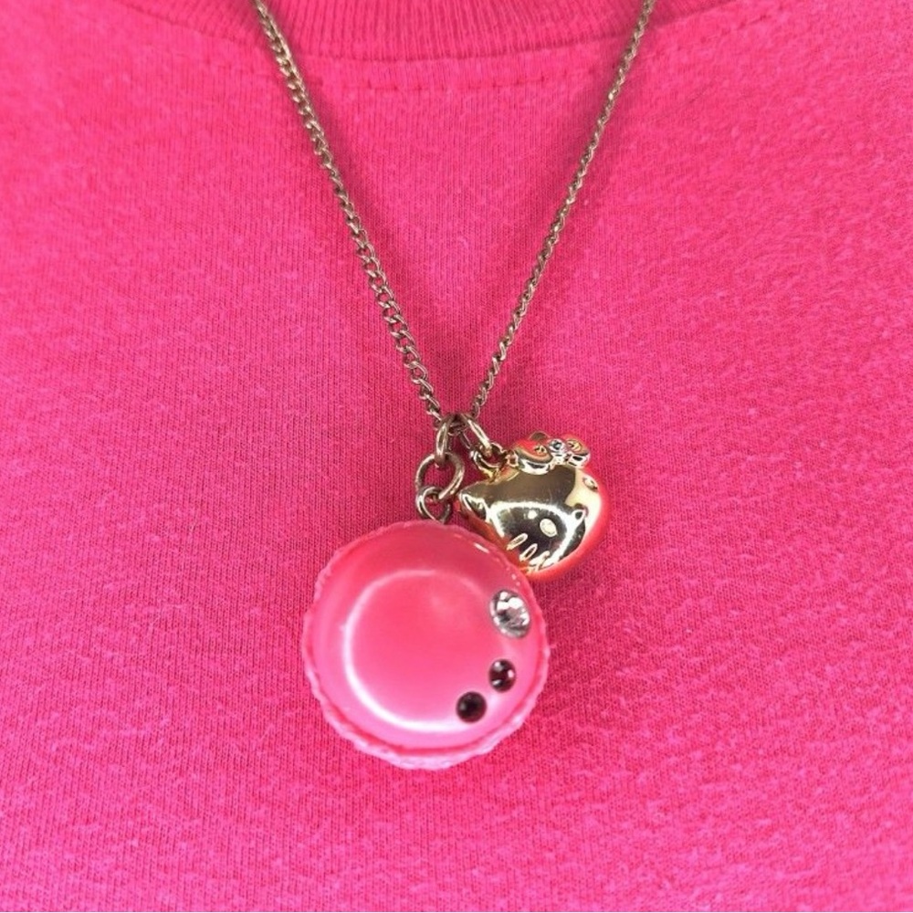RARE Hello Kitty Macaron Charm and Gold Hello Kitty Charm Necklace Vintage